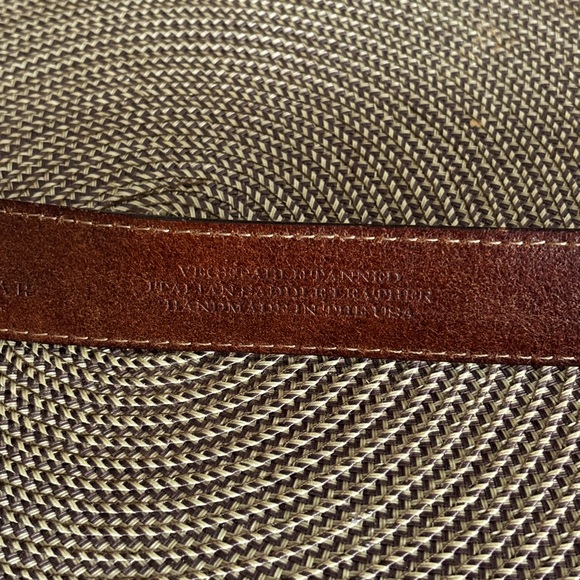 TRAFALGAR ITALIAN SADDLE BROWN LEATHER CLASSIC SQUARE SOLID BRASS BUCKLE SZ 36 - Picture 3 of 9